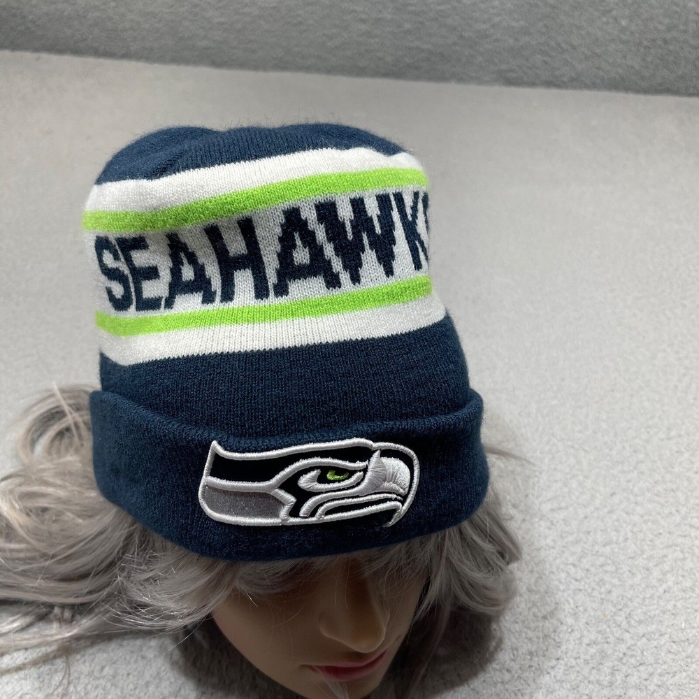 Seattle Seahawks Hat Cap Beanie Blue Streetwear Retro NFL Football Winter Men